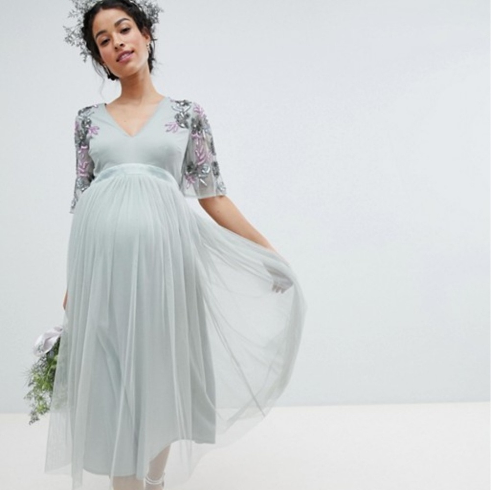 Embelished maternity midi dress